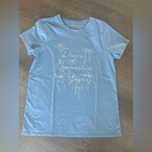 Dance‎ Gymnastics Yoga Graphic Tee Bows Cat & Jack Girls XL 14 Blue Active Top
